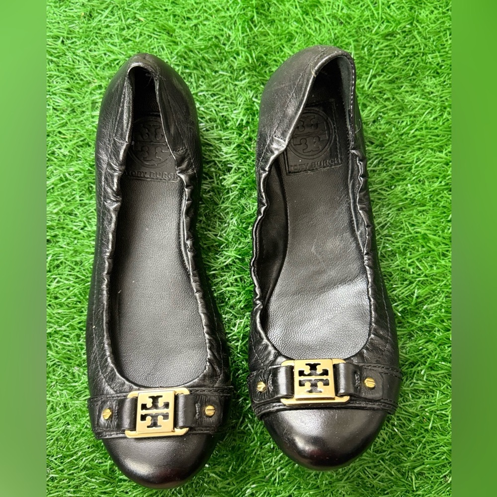 Tory Burch Black Leather Ballet Flats Size 7